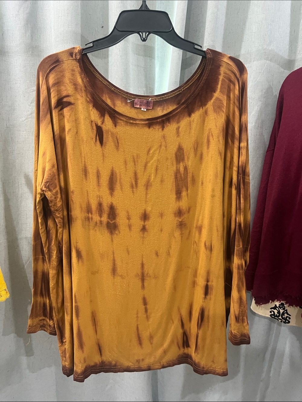 Piko 1988 Women's Long Sleeve Tie-Dye Top - Mustard & Brown